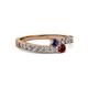 2 - Orane Iolite and Ruby with Side Diamonds Bypass Ring 