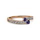 2 - Orane Iolite and Blue Sapphire with Side Diamonds Bypass Ring 