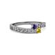 2 - Orane Iolite and Yellow Sapphire with Side Diamonds Bypass Ring 