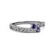 2 - Orane Iolite with Side Diamonds Bypass Ring 