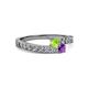 2 - Orane Peridot and Amethyst with Side Diamonds Bypass Ring 