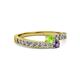 2 - Orane Peridot and Iolite with Side Diamonds Bypass Ring 