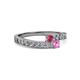 2 - Orane Rhodolite Garnet and Pink Sapphire with Side Diamonds Bypass Ring 