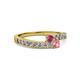 2 - Orane Rhodolite Garnet and Pink Tourmaline with Side Diamonds Bypass Ring 