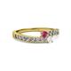 2 - Orane Rhodolite Garnet and White Sapphire with Side Diamonds Bypass Ring 