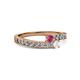 2 - Orane Rhodolite Garnet and White Sapphire with Side Diamonds Bypass Ring 