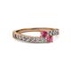 2 - Orane Rhodolite Garnet with Side Diamonds Bypass Ring 