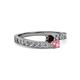 2 - Orane Red Garnet and Pink Tourmaline with Side Diamonds Bypass Ring 