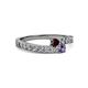 2 - Orane Red Garnet and Iolite with Side Diamonds Bypass Ring 