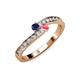 3 - Orane Blue Sapphire and Pink Tourmaline with Side Diamonds Bypass Ring 