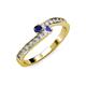 3 - Orane Blue Sapphire and Tanzanite with Side Diamonds Bypass Ring 