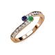 3 - Orane Blue Sapphire and Emerald with Side Diamonds Bypass Ring 
