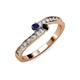 3 - Orane Blue Sapphire and Black Diamond with Side Diamonds Bypass Ring 