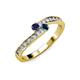 3 - Orane Blue Sapphire and Blue Diamond with Side Diamonds Bypass Ring 