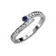 3 - Orane Blue Sapphire and Diamond with Side Diamonds Bypass Ring 