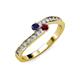 3 - Orane Blue Sapphire and Ruby with Side Diamonds Bypass Ring 