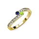 3 - Orane Blue Sapphire and Peridot with Side Diamonds Bypass Ring 