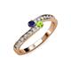 3 - Orane Blue Sapphire and Peridot with Side Diamonds Bypass Ring 