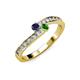 3 - Orane Blue Sapphire and Green Garnet with Side Diamonds Bypass Ring 