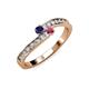 3 - Orane Blue Sapphire and Rhodolite Garnet with Side Diamonds Bypass Ring 