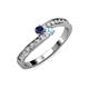 3 - Orane Blue Sapphire and Aquamarine with Side Diamonds Bypass Ring 