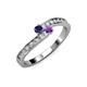 3 - Orane Blue Sapphire and Amethyst with Side Diamonds Bypass Ring 