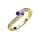 3 - Orane Blue Sapphire and Amethyst with Side Diamonds Bypass Ring 