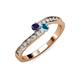 3 - Orane Blue Sapphire and London Blue Topaz with Side Diamonds Bypass Ring 