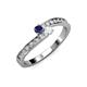 3 - Orane Blue and White Sapphire with Side Diamonds Bypass Ring 