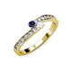 3 - Orane Blue and White Sapphire with Side Diamonds Bypass Ring 