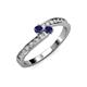 3 - Orane Blue Sapphire with Side Diamonds Bypass Ring 