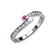 3 - Orane Pink and White Sapphire with Side Diamonds Bypass Ring 
