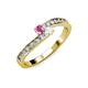 3 - Orane Pink and White Sapphire with Side Diamonds Bypass Ring 