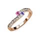 3 - Orane Pink Sapphire and Tanzanite with Side Diamonds Bypass Ring 