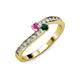 3 - Orane Pink Sapphire and Emerald with Side Diamonds Bypass Ring 