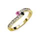 3 - Orane Pink Sapphire and Black Diamond with Side Diamonds Bypass Ring 
