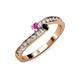 3 - Orane Pink Sapphire and Black Diamond with Side Diamonds Bypass Ring 