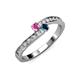 3 - Orane Pink Sapphire and Blue Diamond with Side Diamonds Bypass Ring 