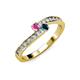 3 - Orane Pink Sapphire and Blue Diamond with Side Diamonds Bypass Ring 