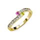 3 - Orane Pink Sapphire and Yellow Diamond with Side Diamonds Bypass Ring 