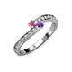 3 - Orane Pink Sapphire and Amethyst with Side Diamonds Bypass Ring 