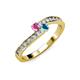 3 - Orane Pink Sapphire and London Blue Topaz with Side Diamonds Bypass Ring 