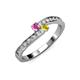 3 - Orane Pink and Yellow Sapphire with Side Diamonds Bypass Ring 
