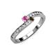 3 - Orane Pink Sapphire and Smoky Quartz with Side Diamonds Bypass Ring 