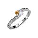 3 - Orane Citrine and White Sapphire with Side Diamonds Bypass Ring 