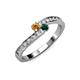 3 - Orane Citrine and Emerald with Side Diamonds Bypass Ring 