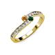 3 - Orane Citrine and Emerald with Side Diamonds Bypass Ring 