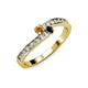 3 - Orane Citrine and Black Diamond with Side Diamonds Bypass Ring 