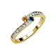 3 - Orane Citrine and Blue Diamond with Side Diamonds Bypass Ring 