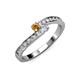 3 - Orane Citrine and Diamond with Side Diamonds Bypass Ring 